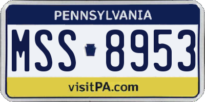 PA license plate MSS8953