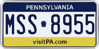 PA license plate MSS8955