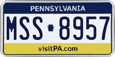 PA license plate MSS8957