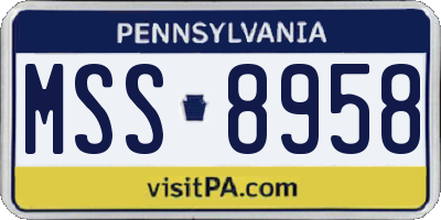 PA license plate MSS8958