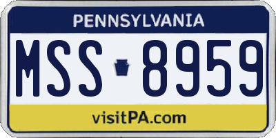 PA license plate MSS8959