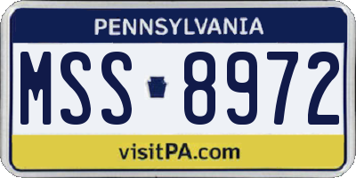 PA license plate MSS8972