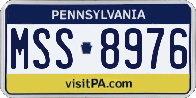 PA license plate MSS8976