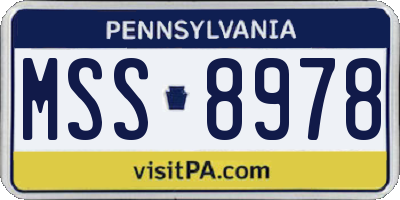 PA license plate MSS8978