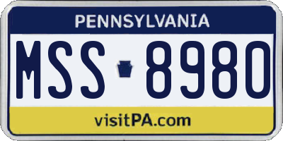PA license plate MSS8980