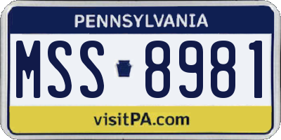PA license plate MSS8981