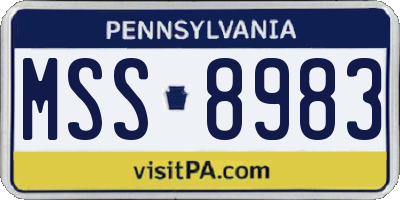 PA license plate MSS8983