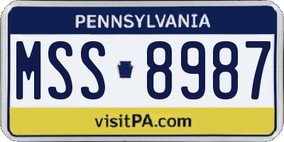 PA license plate MSS8987