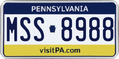 PA license plate MSS8988