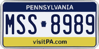 PA license plate MSS8989