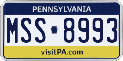 PA license plate MSS8993