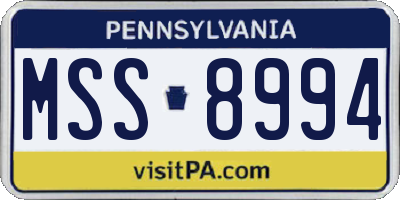 PA license plate MSS8994