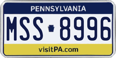 PA license plate MSS8996