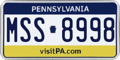 PA license plate MSS8998