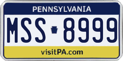 PA license plate MSS8999
