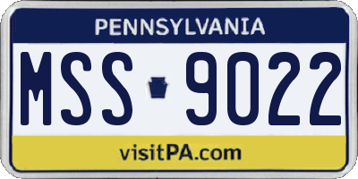 PA license plate MSS9022