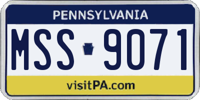 PA license plate MSS9071