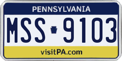 PA license plate MSS9103