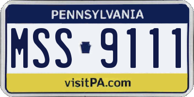 PA license plate MSS9111