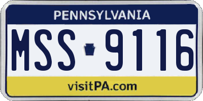 PA license plate MSS9116