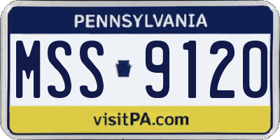 PA license plate MSS9120