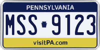 PA license plate MSS9123