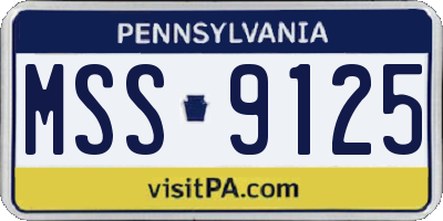 PA license plate MSS9125