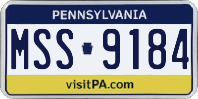 PA license plate MSS9184
