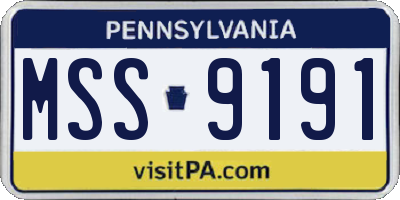 PA license plate MSS9191