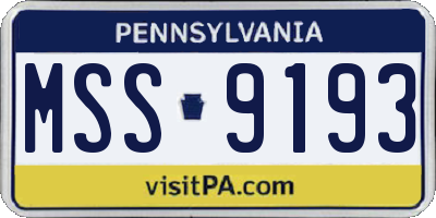 PA license plate MSS9193