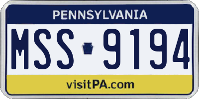 PA license plate MSS9194