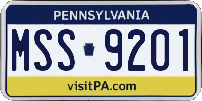 PA license plate MSS9201