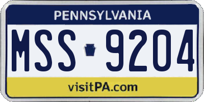 PA license plate MSS9204