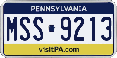 PA license plate MSS9213