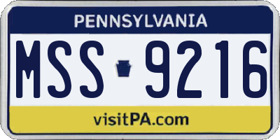PA license plate MSS9216
