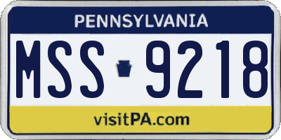 PA license plate MSS9218