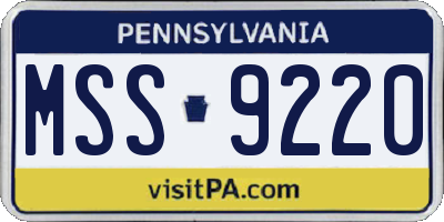 PA license plate MSS9220
