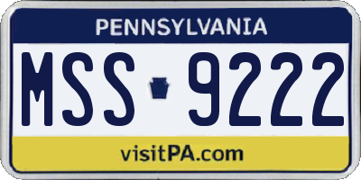 PA license plate MSS9222