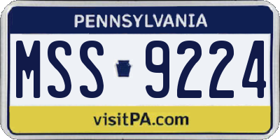 PA license plate MSS9224