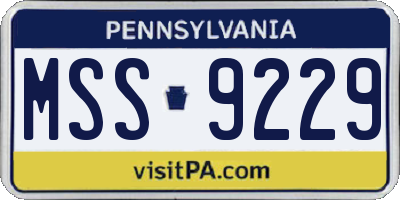 PA license plate MSS9229