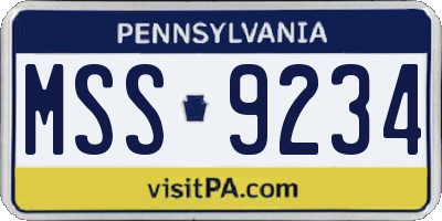 PA license plate MSS9234