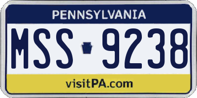 PA license plate MSS9238