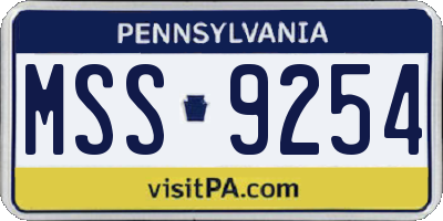 PA license plate MSS9254