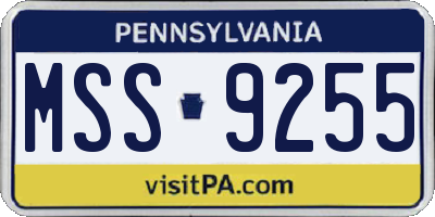 PA license plate MSS9255