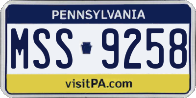 PA license plate MSS9258