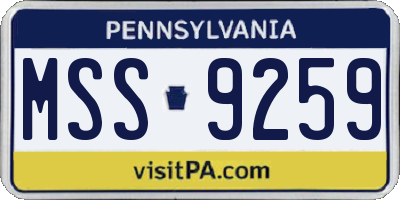 PA license plate MSS9259