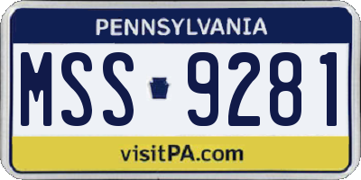 PA license plate MSS9281