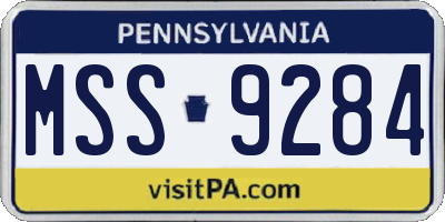 PA license plate MSS9284