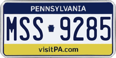 PA license plate MSS9285