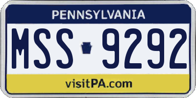 PA license plate MSS9292